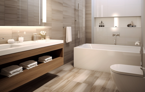 Salle de bain rénovée par la SARL Moreira Petit à Saint-Benoît, avec douche à l’italienne et finitions modernes.
