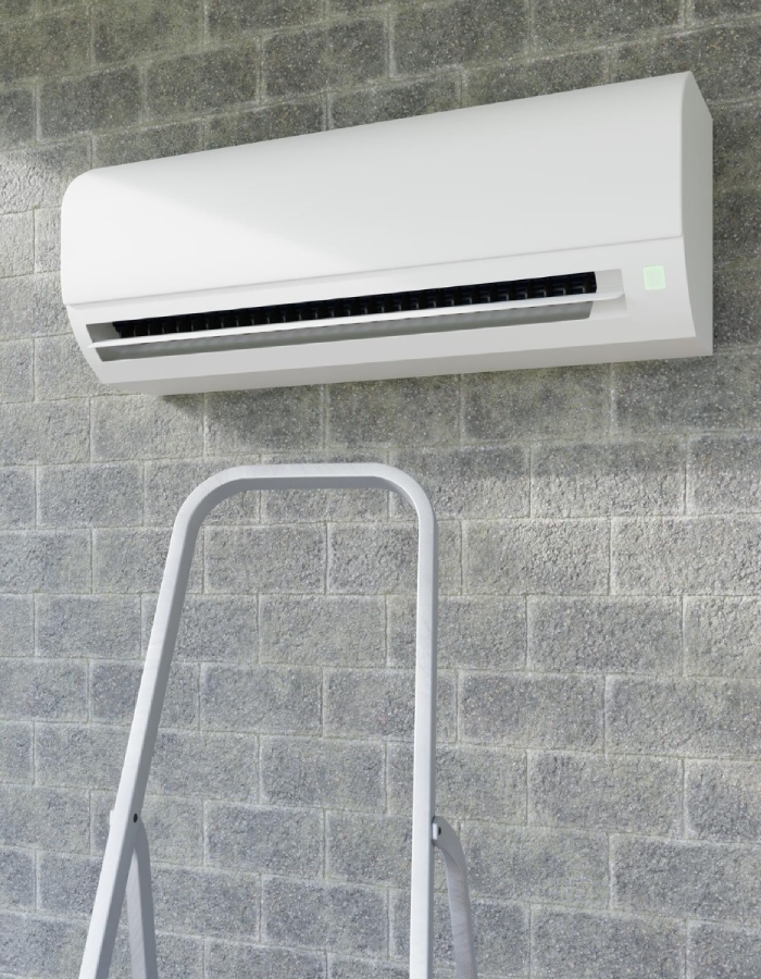 Climatisation murale installée en extérieur