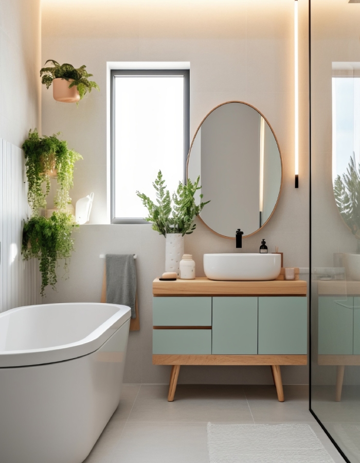 Salle de bain rénovée moderne